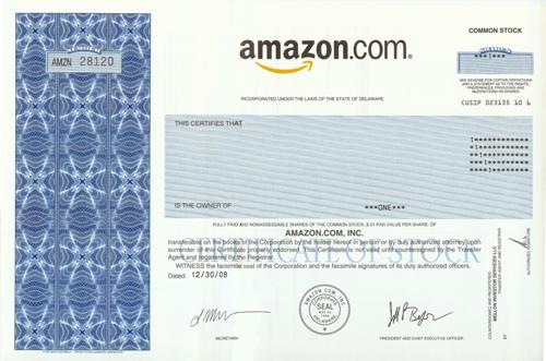 Amazon.com Stock Certificate