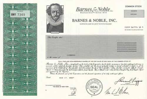 Barnes & Noble Stock Certificate