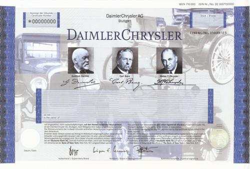DaimlerChrysler Stock Certificate