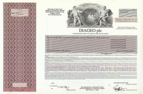 Diageo Stock Certificate