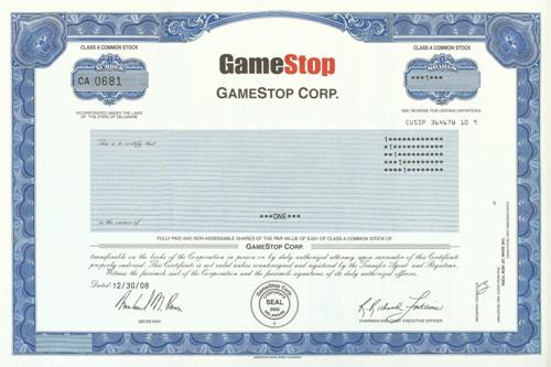 GameStop Stock Certificate