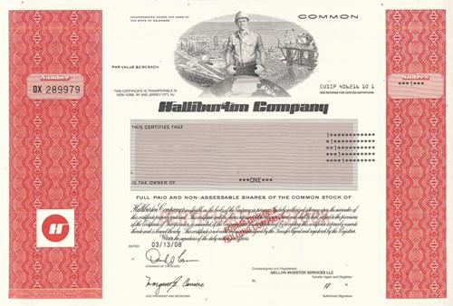 Halliburton Stock Certificate