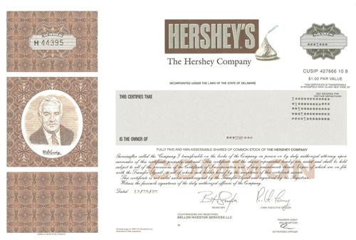 Hershey Stock Certificate