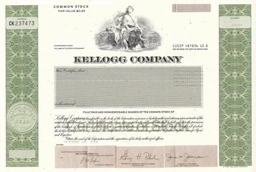 Kellogg Stock Certificate