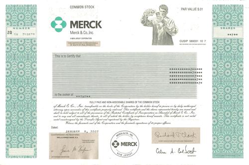 Merck Stock Certificate