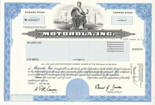 Motorola Stock Certificate