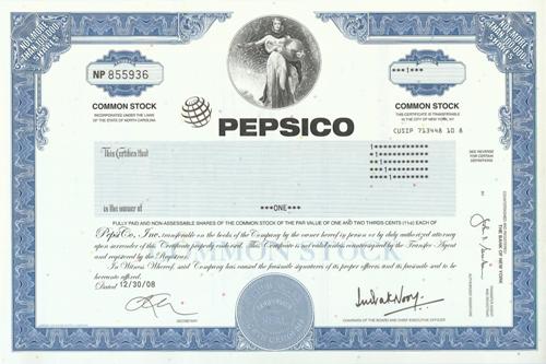 PepsiCo Stock Certificate