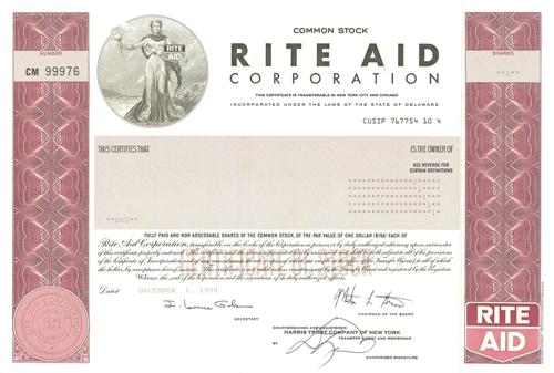 Rite Aid Stock Certificate