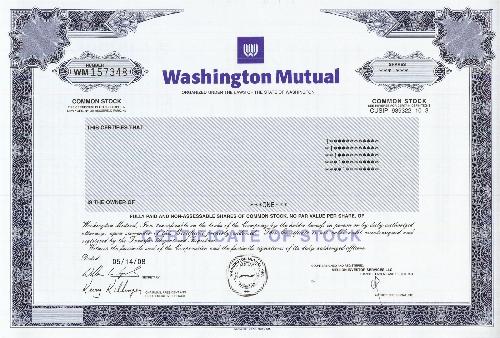 Washington Mutual Stock Certificate