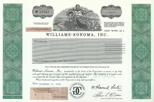 Williams-Sonoma Stock Certificate